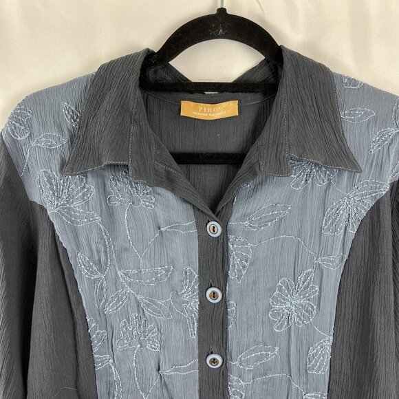 Elisa Cavaletti Lagenlook Boho Flowy Wool-Silk-Blend Blouse Womens Size S - Picture 4 of 13